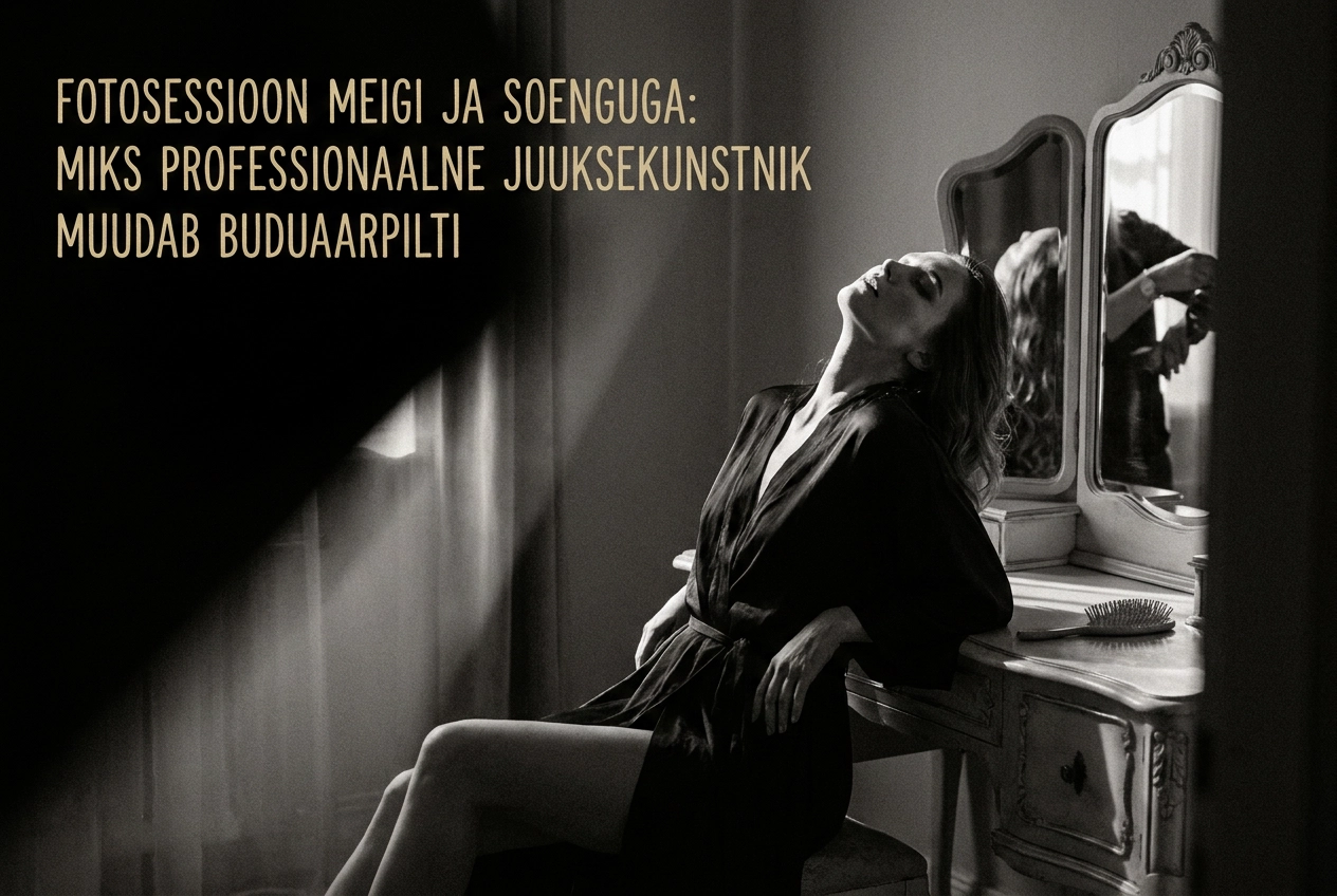Professional header image for list-based article: Fotosessioon meigi ja soenguga: miks professionaalne juuk...