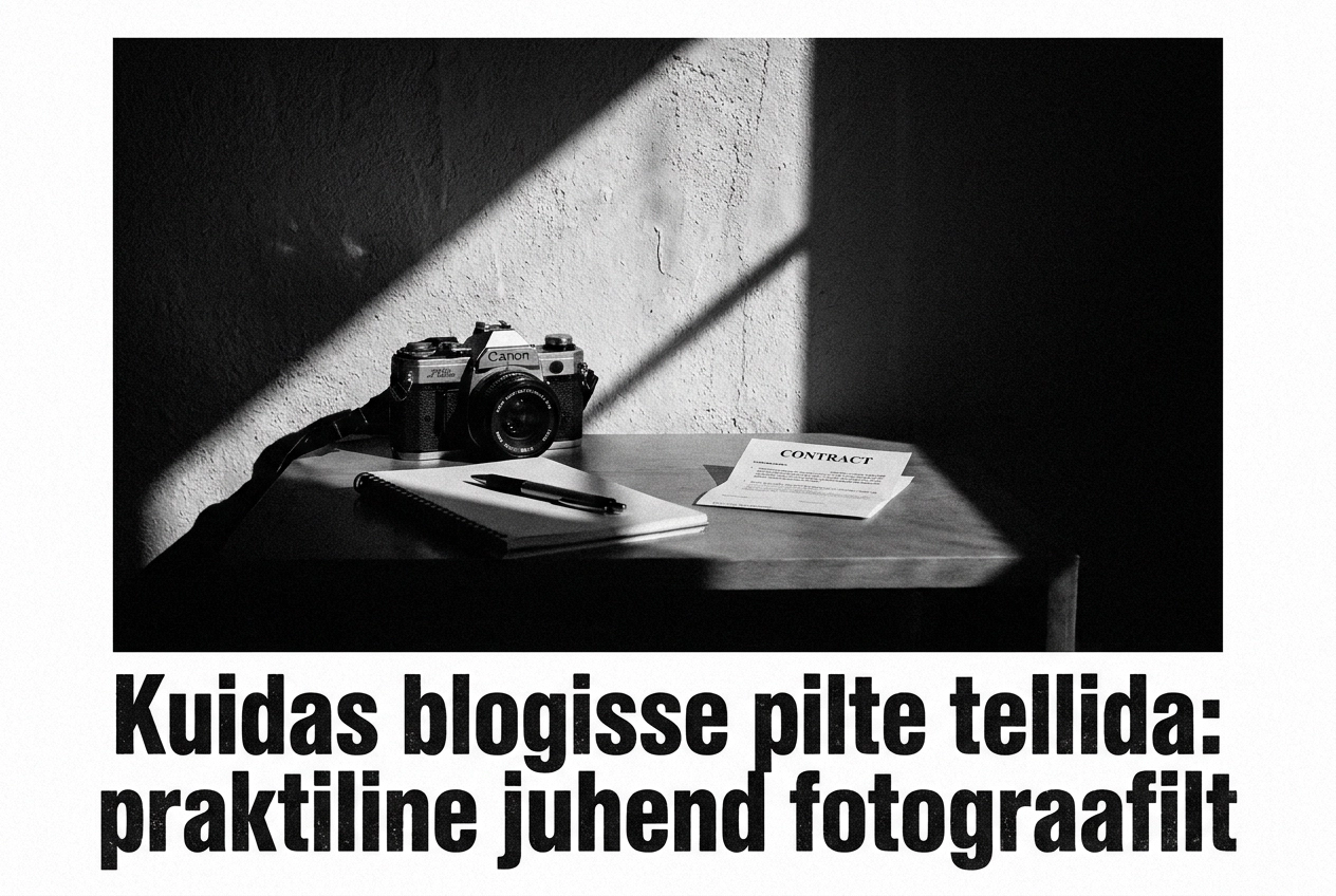 Professional header image for step-by-step guide: Kuidas blogisse pilte tellida: praktiline juhend fotograa...