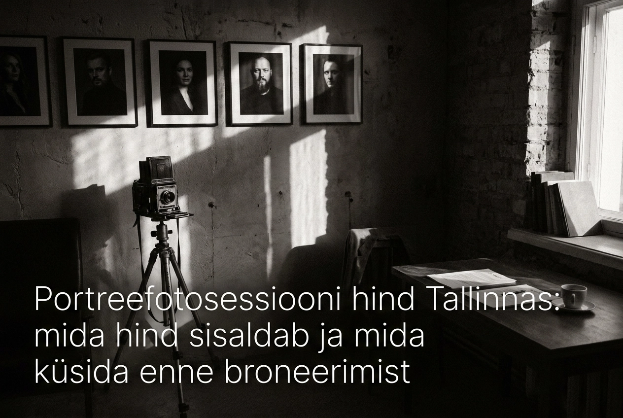 Professional header image for list-based article: Portreefotosessiooni hind Tallinnas: mida hind sisaldab j...