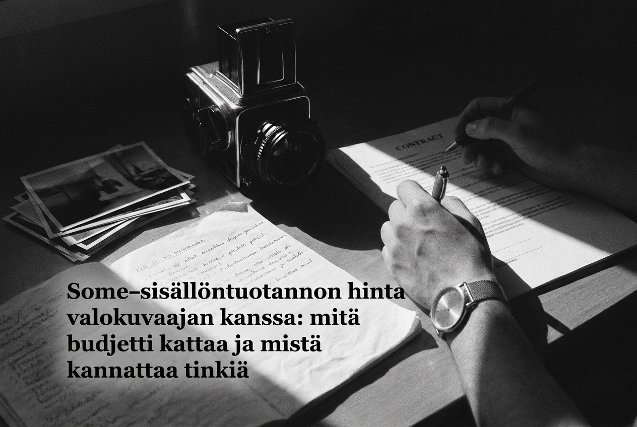 Professional header image for industry analysis: Some-sisällöntuotannon hinta valokuvaajan kanssa: mitä bu...