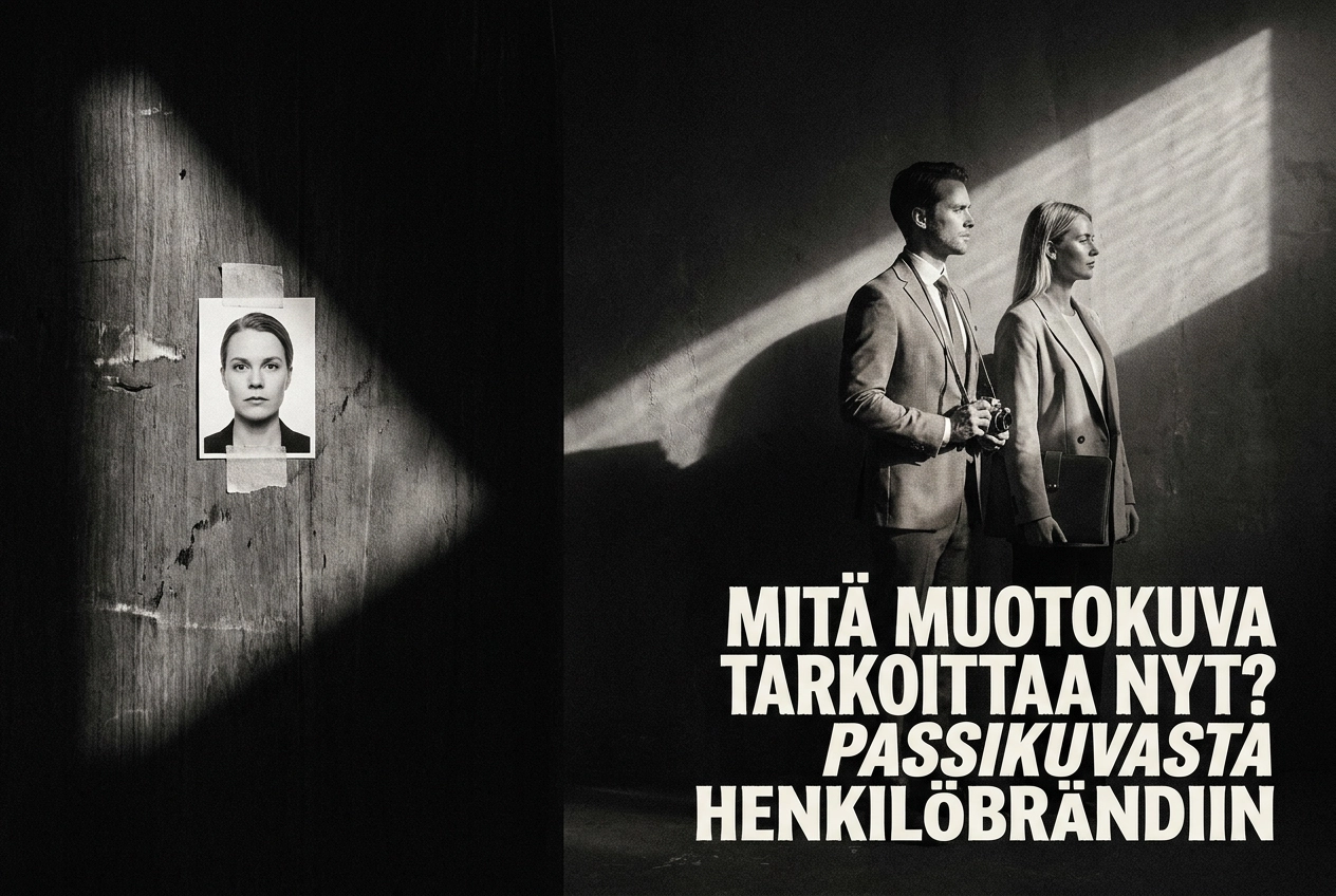 Professional header image for industry analysis: Mitä muotokuva tarkoittaa nyt? Passikuvasta henkilöbrändiin