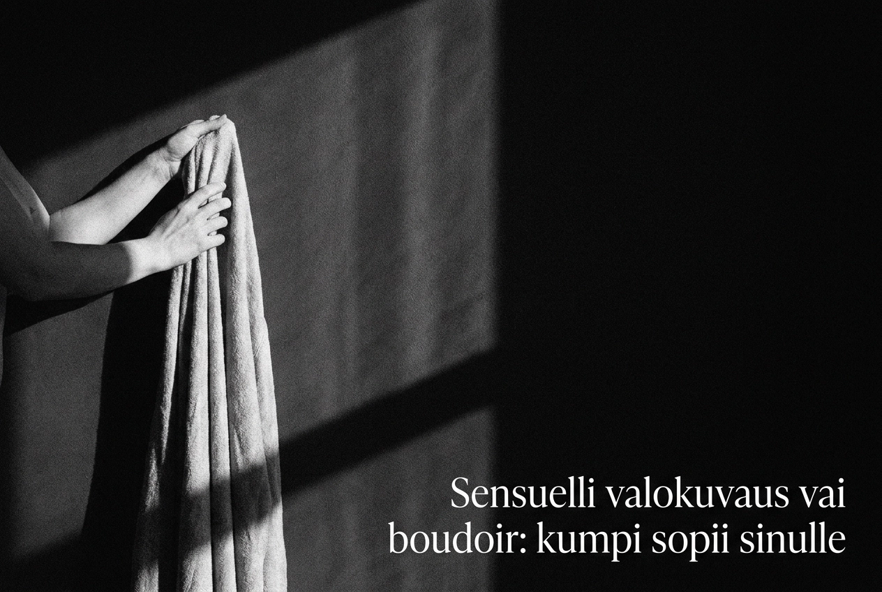 Professional header image for comparison analysis: Sensuelli valokuvaus vai boudoir: kumpi sopii sinulle
