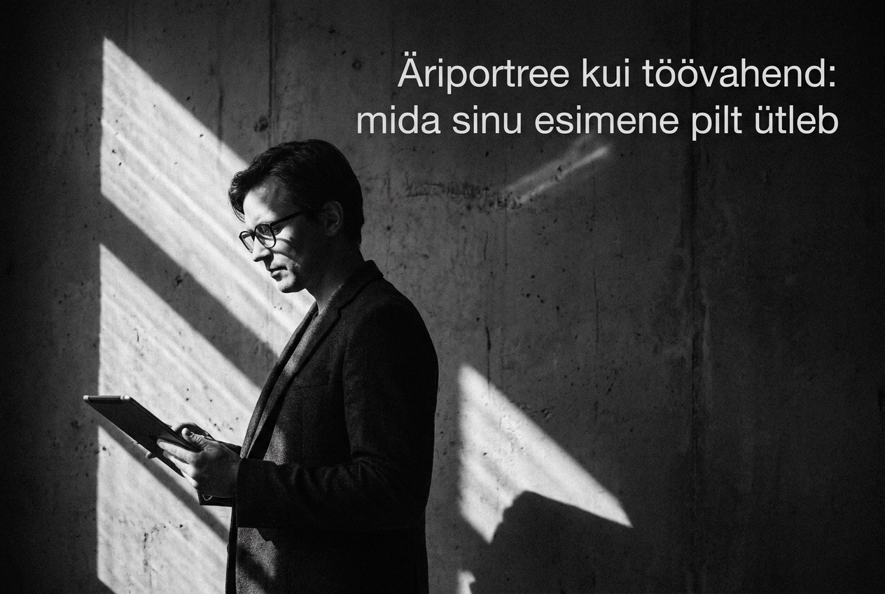Professional header image for educational tutorial: Äriportree kui töövahend: mida sinu esimene pilt ütleb