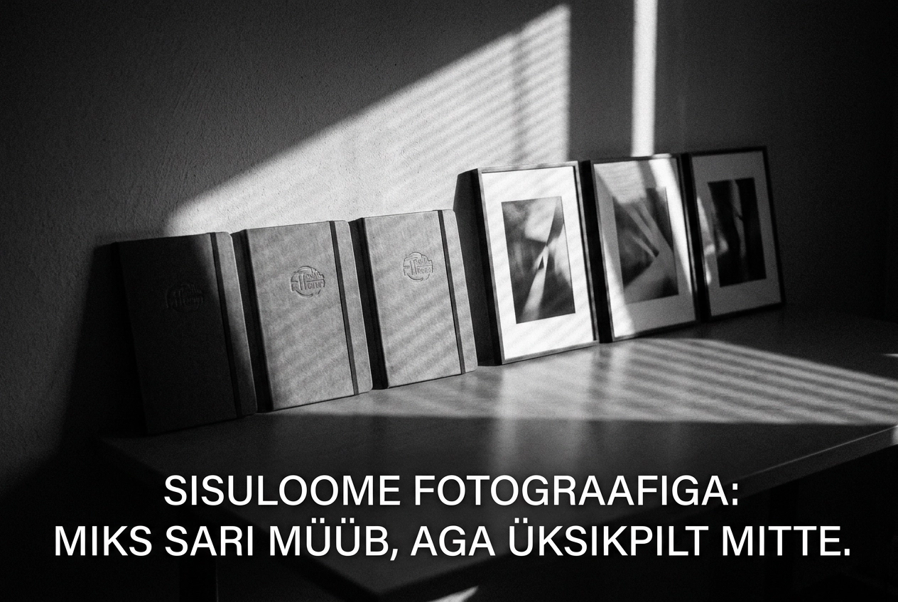Professional header image for industry analysis: Sisuloome fotograafiga: miks sari müüb, aga üksikpilt mitte