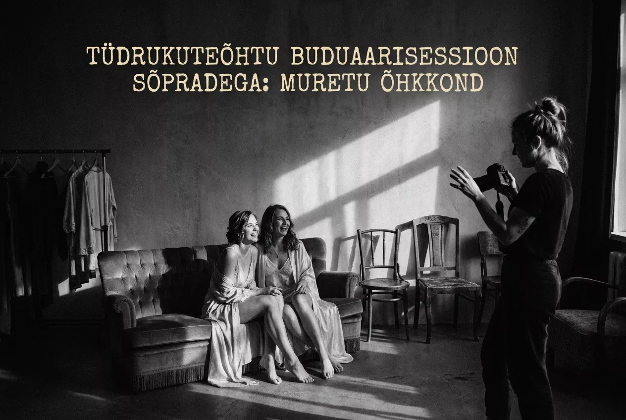 Professional header image for educational tutorial: Tüdrukuteõhtu buduaarisessioon sõpradega: muretu õhkkond