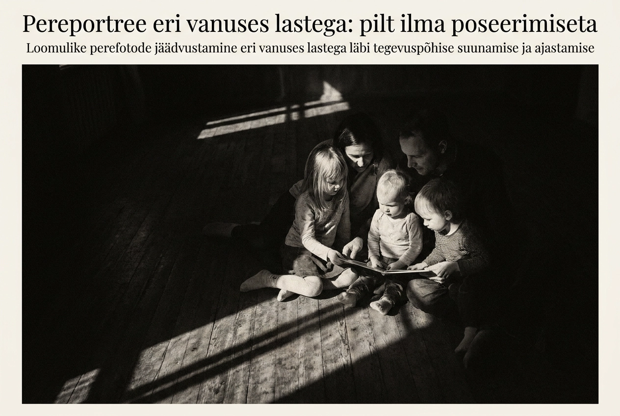 Professional header image for step-by-step guide: Pereportree eri vanuses lastega: pilt ilma poseerimiseta